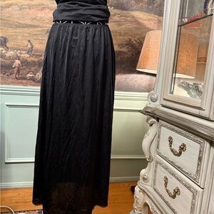 Vintage Vanity Fair Black Half Slip Lace Trim Nylon Lingerie Skirt Slip Size L